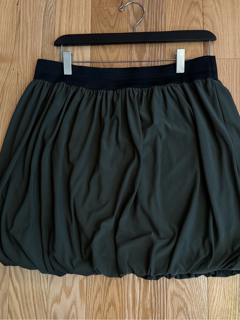 Ricki's Olive Bubble Hem Skirt with Black Waistband